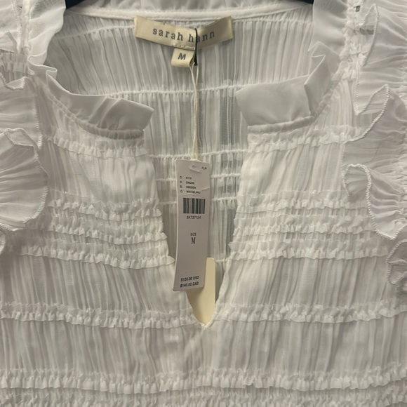 NWT gorgeous Anthropologie sarah hann white ruched blouse M - Picture 8 of 15